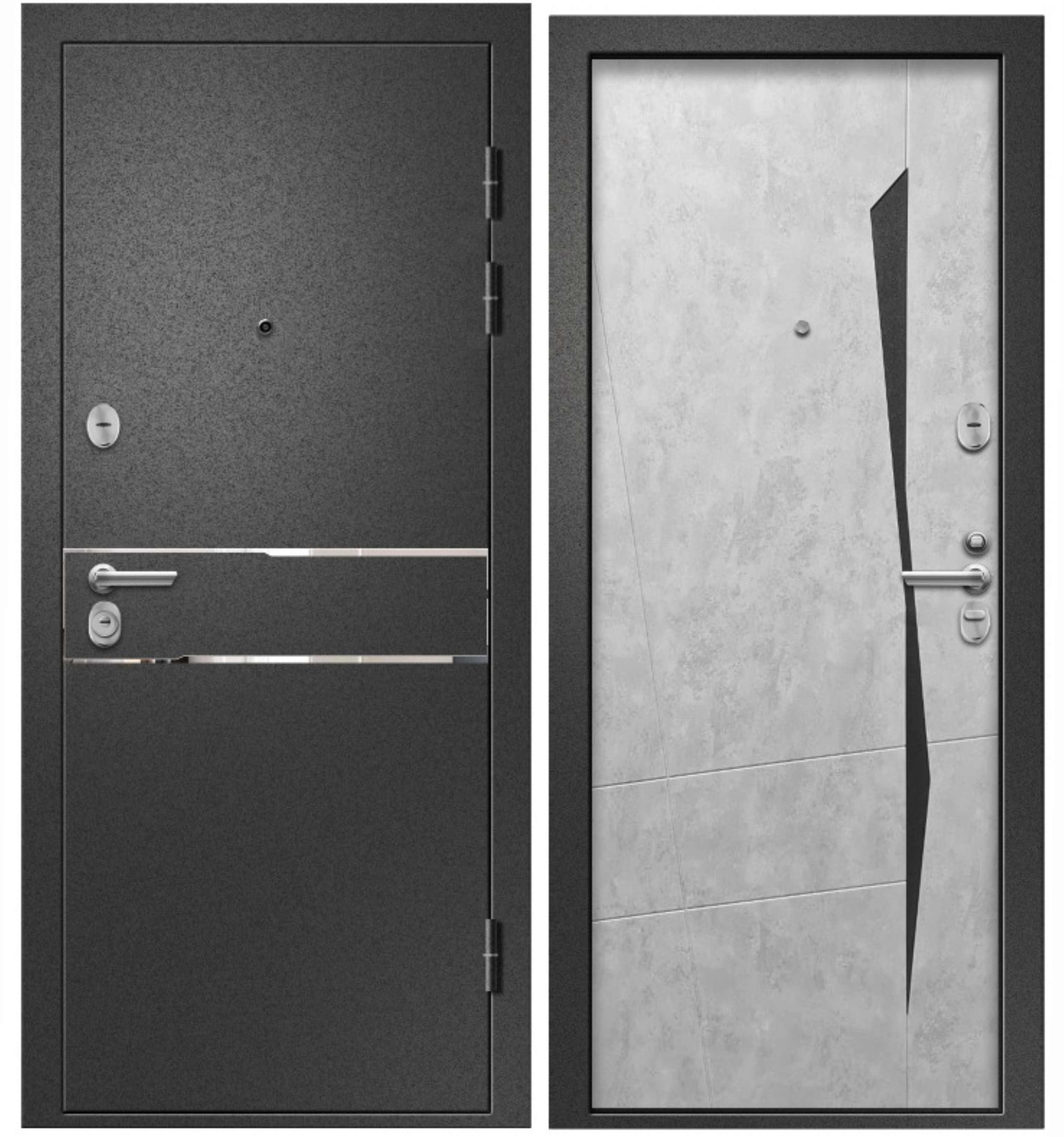 картинка Дверь МЕДЕЯ-321 (М-3) (Бетон серый 239 Сатин черный 860*2050 R) от магазина ТНП