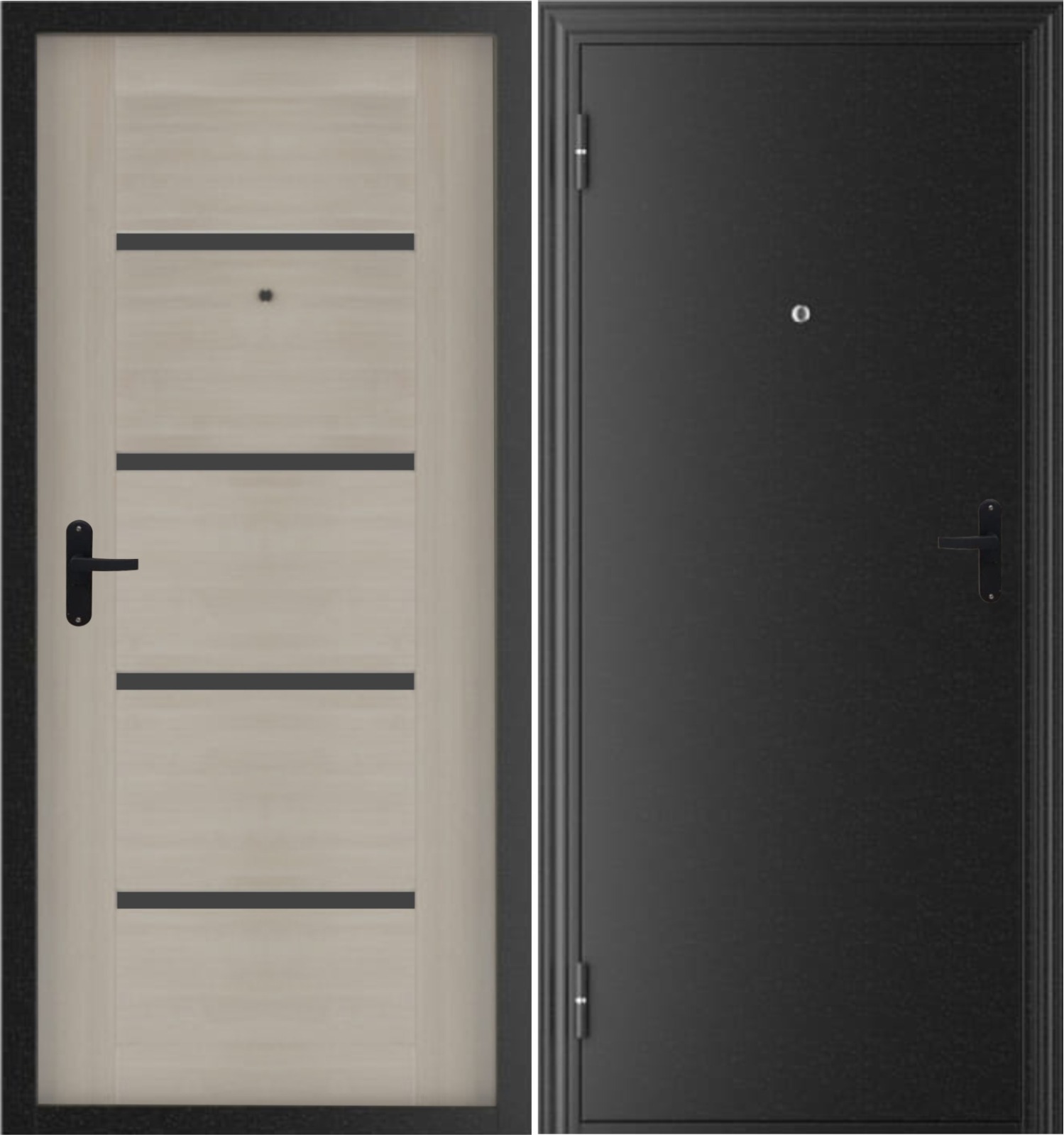 картинка Блок дверной стальной 50 Строй Скин Царга, серебро на черном, левый, вн. панель белый ясень, 850 от магазина ТНП