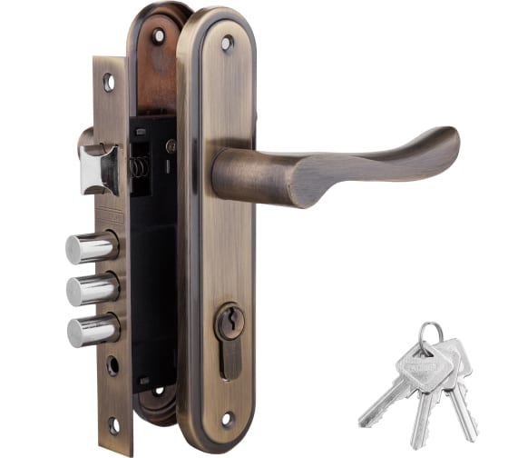 картинка Комплект дверной LH 7036-891 AB, 3 ключа, бронза от магазина ТНП