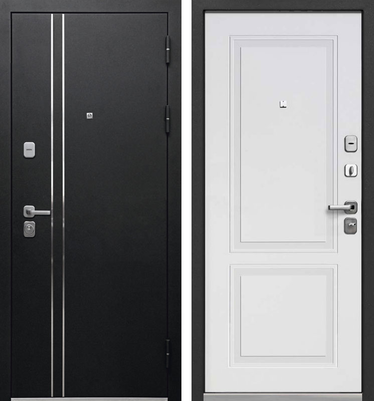 картинка Дверь мет. Luxor 2мм букле черный Эмалит белый (860мм) правая от магазина ТНП