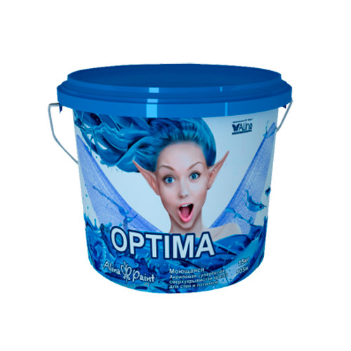 картинка Краска водоэмульсионная, Alina Paint OPTIMA, 25 кг (интерьерная, супербелая, всесезонная) от магазина ТНП