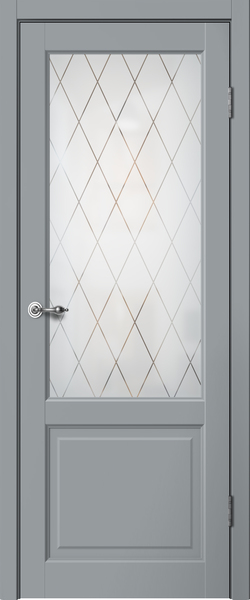 картинка C02 Полотно дверное остекленное 600х2000 ПВХ эмалит серый АНГЛИЙСКАЯ РЕШЕТКА от магазина ТНП