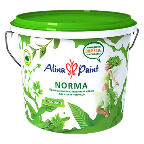 картинка Краска водоэмульсионная, Alina Paint  NORMA, 4,5 кг (интерьерная, протирающаяся) от магазина ТНП