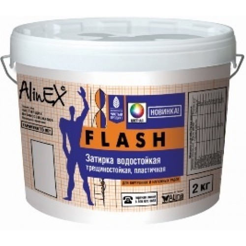 картинка Затирка AlinEX  FLASH, 2 кг банка (белая, для швов плитки) от магазина ТНП