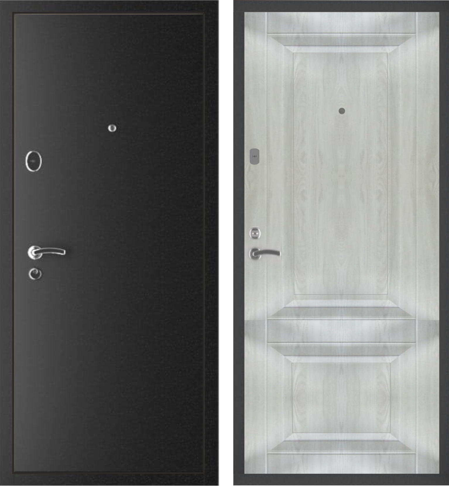 картинка Блок дверной стальной МЕГИ 60 СКИН Классик, серебро на черном, правый, фурн. хром, 870х2050 от магазина ТНП