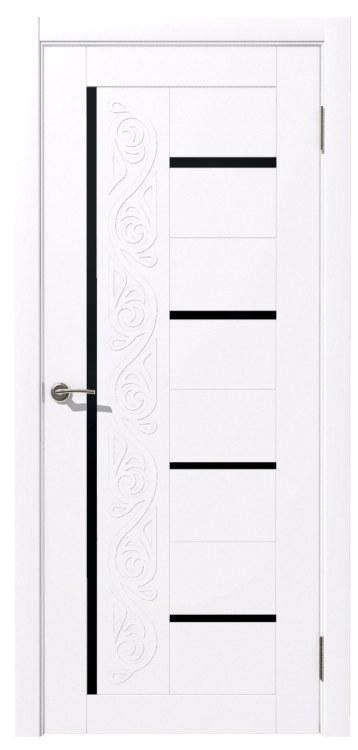 картинка Дверное полотно остекленное Азалия Белая  (ст. черное) 800мм от магазина ТНП