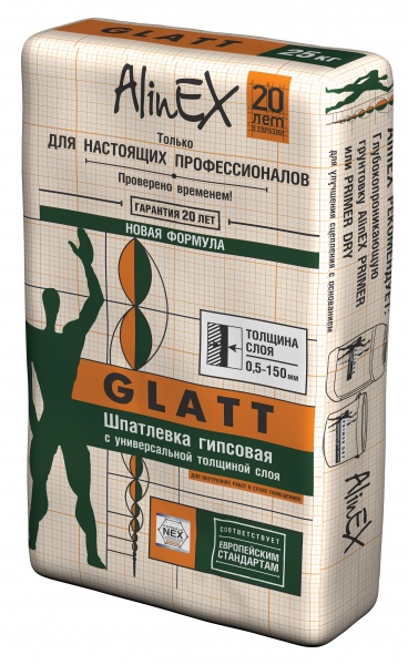 картинка Шпатлевка AlinEX GLATT, 25кг (гипсовая) от магазина ТНП