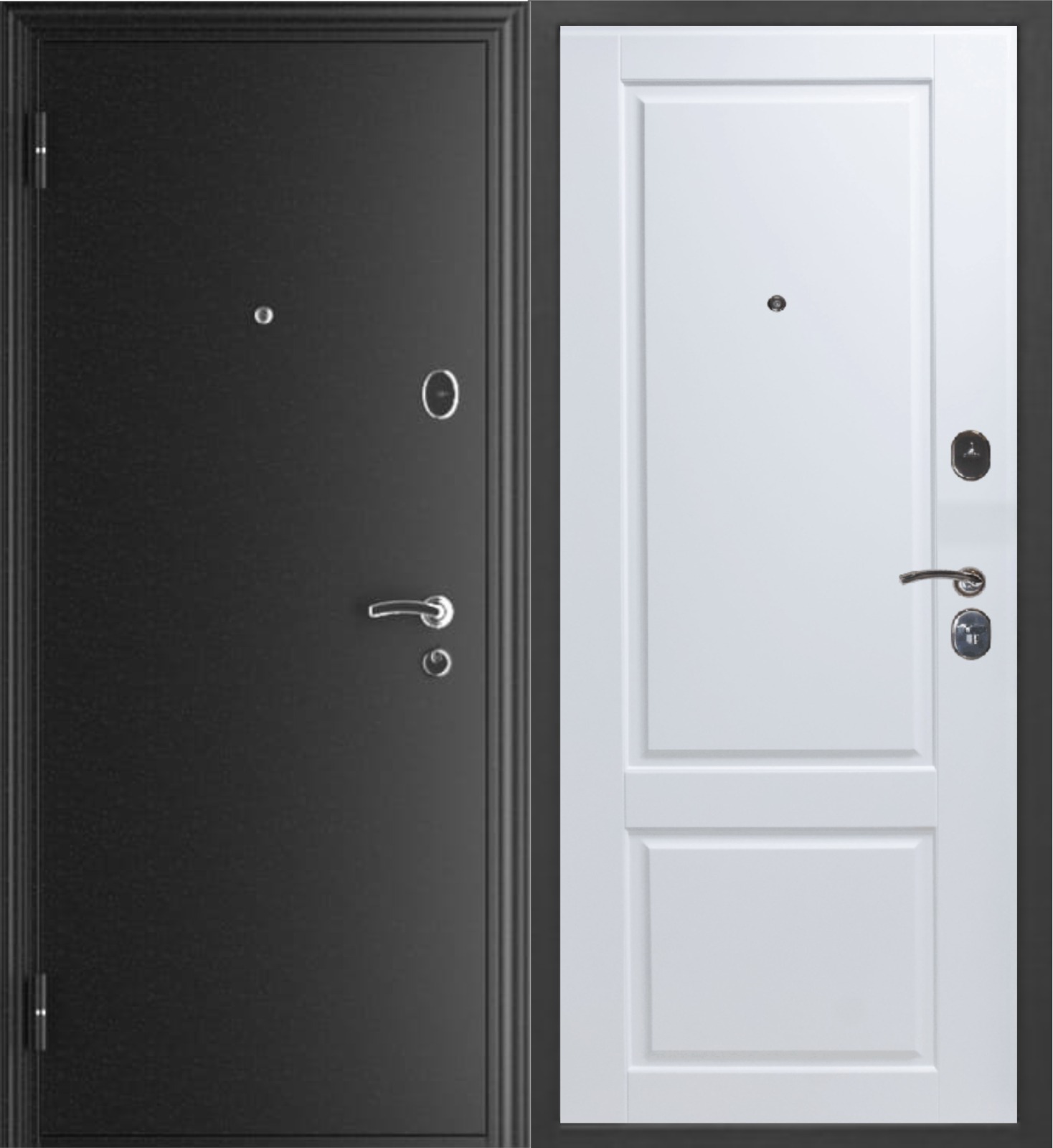 картинка Блок дверной стальной Меги 60, серебро на черном, правый, внутр. панель бел. ясень Скин классик, 870 от магазина ТНП