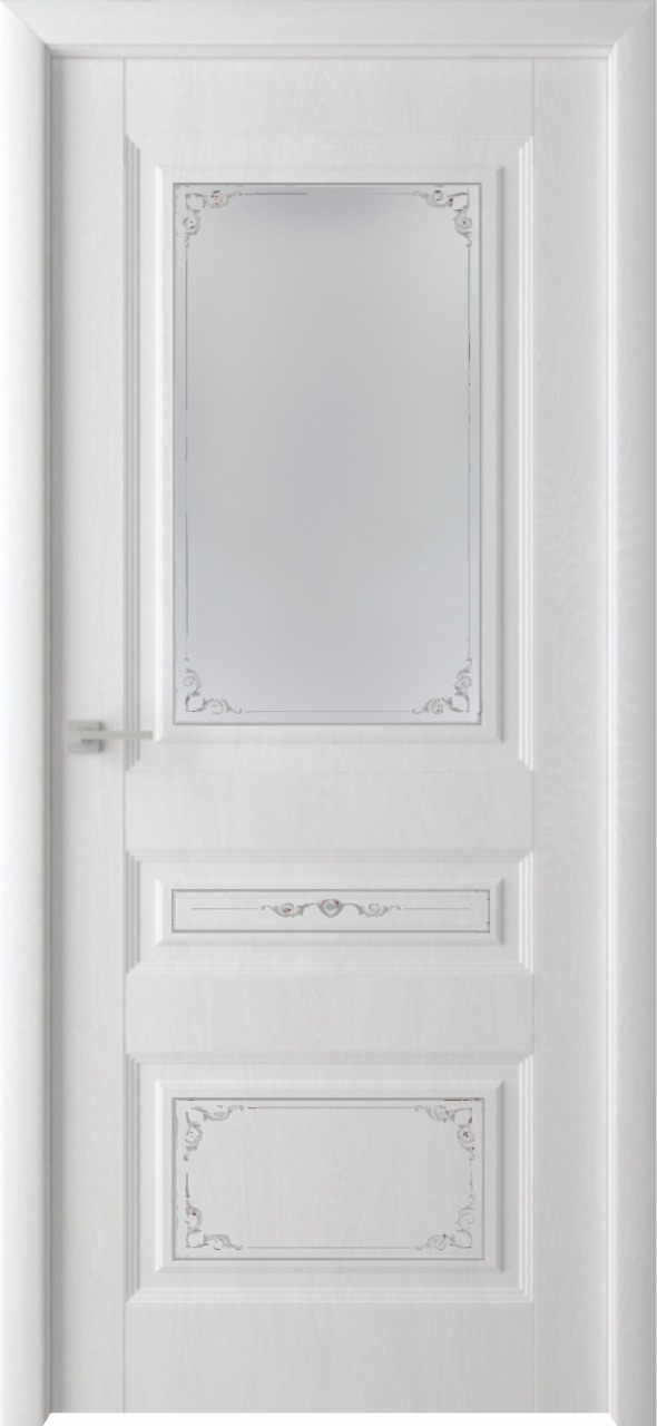 картинка Каскад Премиум ДО белый ясень + патина серебро (лайт) 60*200 дверь межкомнатная от магазина ТНП