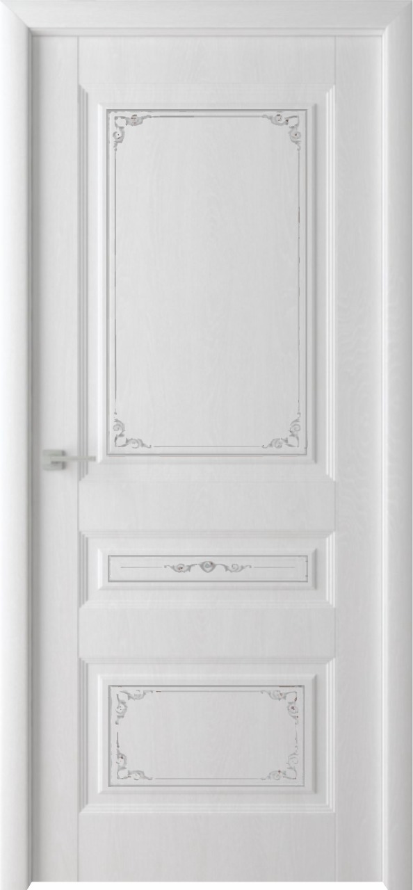 картинка Каскад Премиум ДГ белый ясень + патина серебро (лайт) 70*200 дверь межкомнатная от магазина ТНП