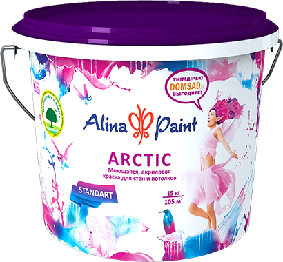 картинка Краска водоэмульсионная, Alina Paint  ARCTIC, 1 кг (интерьерная, моющаяся, всесезонная) от магазина ТНП