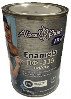 картинка Эмаль ПФ-115, Alina Paint Enamela 0,9 кг (на алкидной основе, универсальная, белая глянцевая) от магазина ТНП