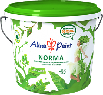 картинка Краска водоэмульсионная, Alina Paint  NORMA, 15 кг (интерьерная, протирающаяся) от магазина ТНП