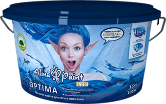 картинка Краска водоэмульсионная, Alina Paint OPTIMA, 15 кг (интерьерная, супербелая, всесезонная) от магазина ТНП