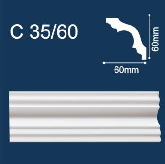 картинка Плинтус потолочный С 35/60 белый (2м/ 60*60мм) (50шт) от магазина ТНП